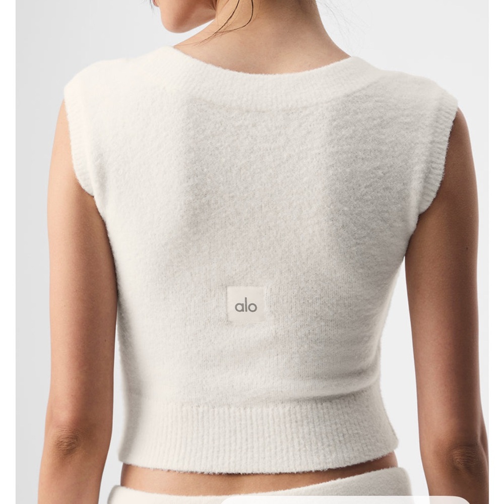 ALO Yoga Cream Ribbed Crop Tank Top